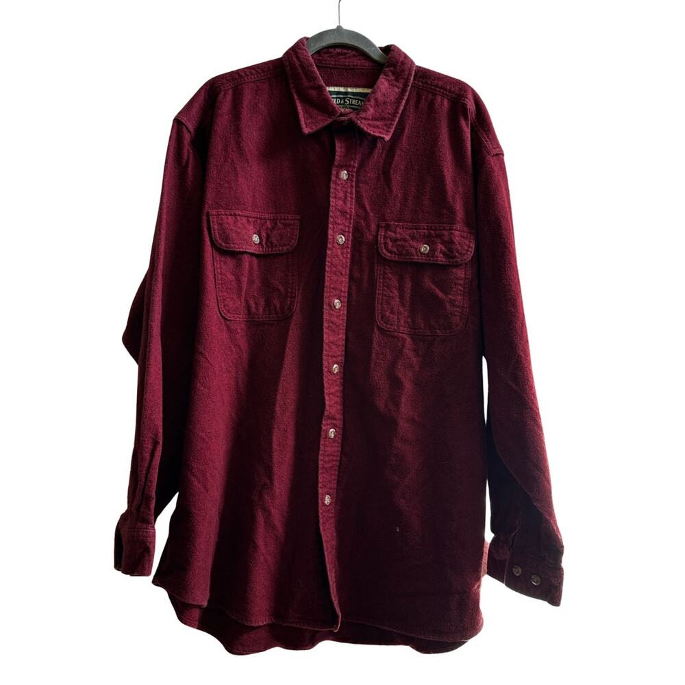 Field & Stream Heavy Red Flannel Button Up Shirt Men's XXL